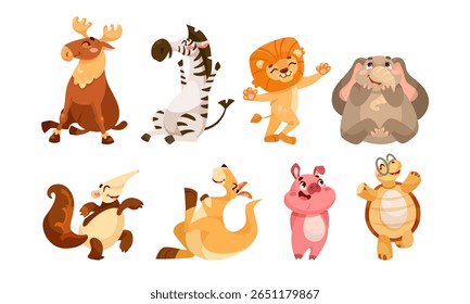 Colorful Pixel Art Animals in a Variety of Playful Poses That Spark Joy and Imagination