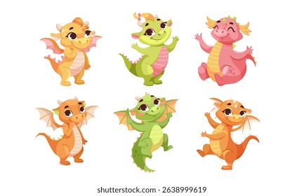 Colorful Pixel Art of Dragons in Charming Poses and Unique Styles that are delightful