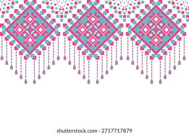 Patrón colorido del arte del pixel con los diamantes rosados y azules, creando diseño vibrante y juguetón