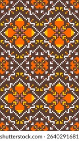 Colorful Pixel Art Seamless Textile Design with Abstract Grid Elements Perfect for Print on Demand Fabric Craft Projects Home Accessories and Wall Art Prints