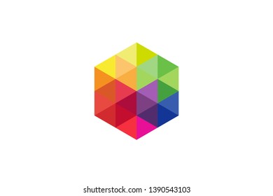 colorful pixel geometric shape hexagon