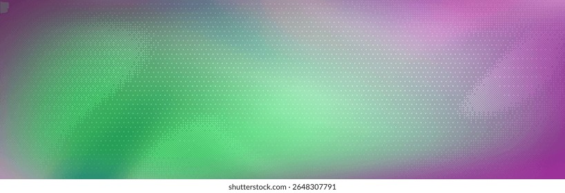 Colorful pixel gradient backdrop for game interface - vibrant green to purple halftone transition with dotted texture. Modern retro gaming background for ui design, digital art or creative video.