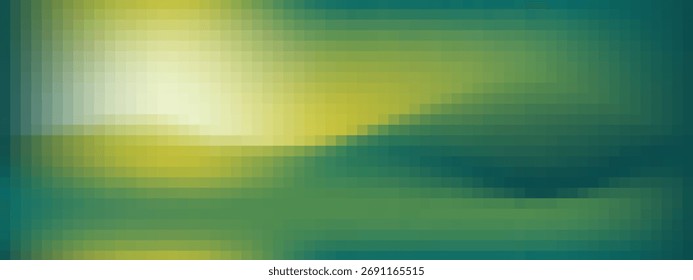 Fondo de pantalla colorido del gradiente del pixel con el modelo abstracto amarillo y verde del mosaico. Bloques cuadrados, azulejos geométricos, rectángulos dispuestos digitalmente. Vector de la textura de la red cibernética. 
