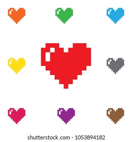 Colorful Pixel Heart Set