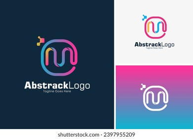 Colorful pixel letter M icon logo design vector, Initial M technology logo design template