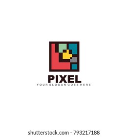 colorful pixel logo design vector template eps 10