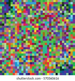 Colorful pixel mosaic seamless pattern. Repeating texture with multiple colors square dots. Geometric vector background.