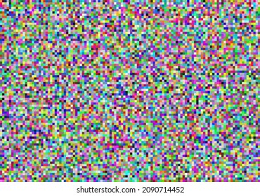 Colorful Pixel Noise Of Analog Channel Grain TV Screen. Glitch Effect Of Video Interference. Abstract Vaporwave Background.  Seamless Vector Background.