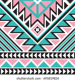 colorful pixel pattern with aztec decoration vector illustration