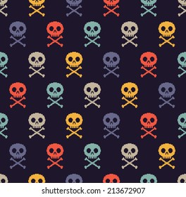 colorful pixel skull pattern