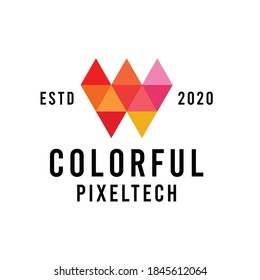 Colorful Pixel Technology Logo design Vector