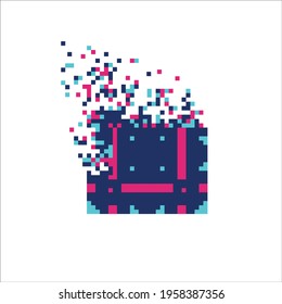 Desintegración de mosaico de píxeles coloridos en píxeles, ilustración para diseño gráfico