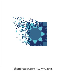 Colorful Pixel tile disintegration into pixels, illustration for graphic design