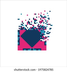 Colorful Pixel tile disintegration into pixels, illustration for graphic design