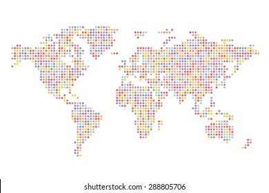 Colorful Pixel World Map