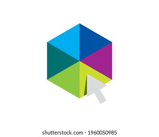 colorful pixelate triangle hexagon cube cursor 