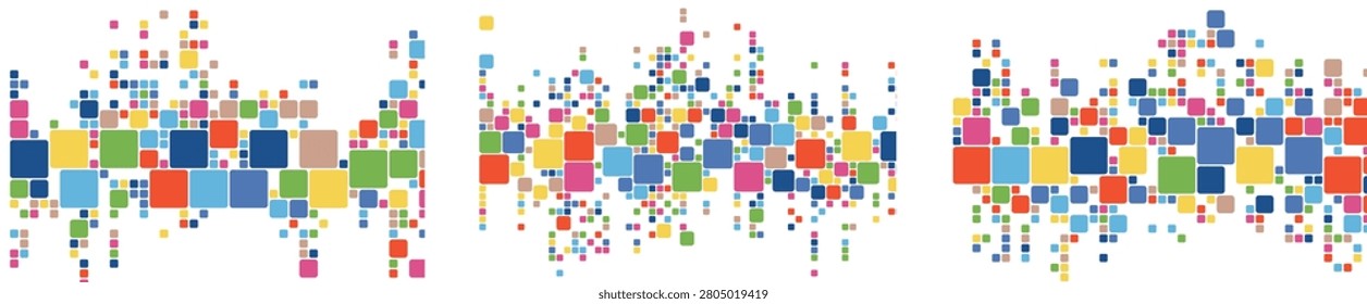 Colorful pixelated abstract mosaic patterns in vibrant geometric clusters pixelart multicolored