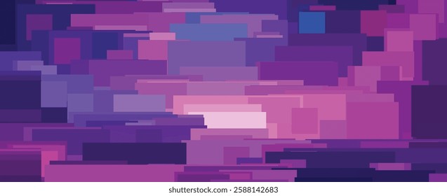 Colorful Pixelated Background with Gradient Hues of Violet and Magenta