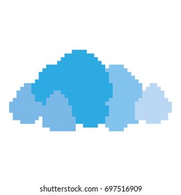 colorful pixelated cumulus of blue clouds vector illustration