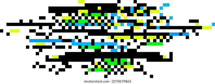 Colorful pixelated glitch art forms an abstract and chaotic digital pattern, capturing the essence of technology, disruption, and modern artistic expression in vibrant detail