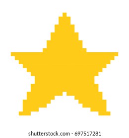 colorful pixelated golden star figure vector illustration