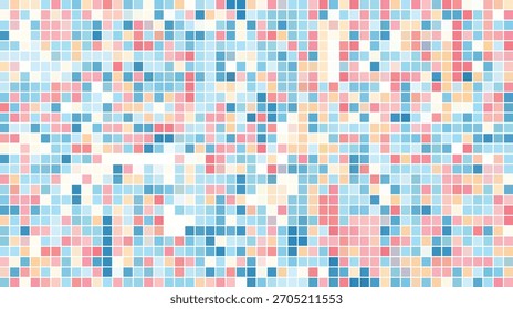 Fundo colorido de grade pixelada com formas geométricas de mosaico e cores pastel