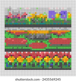 Colorful pixelated mosaic pattern with abstract design