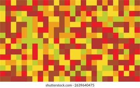 Colorful Pixelated Pattern Backdrop with Red, Yellow, Brown and Green Hues for Modern Design, Mosaic Tiles Effect, Gaming Texture, and Retro Aesthetic Projects