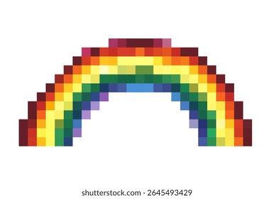 Colorful pixelated rainbow design showcasing vibrant hues in a simple and modern vector style