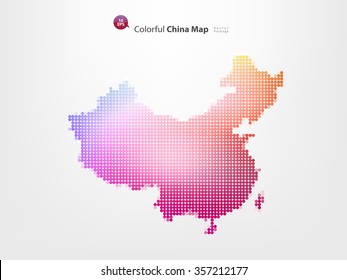 colorful pixels China map
