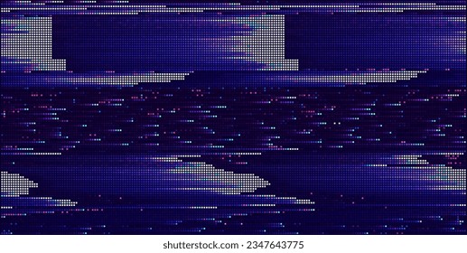 Colorful Pixels Glitch Screen Effect Background. Abstract Digital Pixel Dots Noise Glitch Error. Overlay Texture Pixel Sorting Effect Illustration. Modern Sci-Fi Game Vector Background.