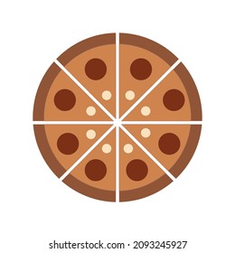 Colorful pizza icon vector. Pizza slice illustration.