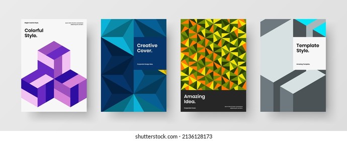 Colorful placard design vector template composition. Modern geometric tiles journal cover illustration collection.