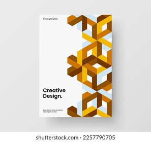 Colorful placard vector design illustration. Unique mosaic hexagons postcard layout.