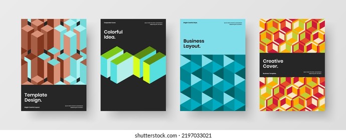Colorful placard vector design layout bundle. Premium geometric shapes journal cover template collection.