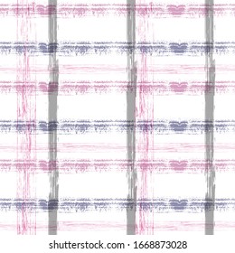 colorful plaid pattern  Color Cell Mexican Illustration Abstract monochrome check background with crossing brush Stroke.  Brush Scandinavian Vector Seamless Pattern
