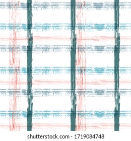 colorful plaid pattern  Color Cell Mexican Illustration Blue Bright Trendy Design. Mexican Drawn Navy Print.  Brush Scandinavian Vector Seamless Pattern