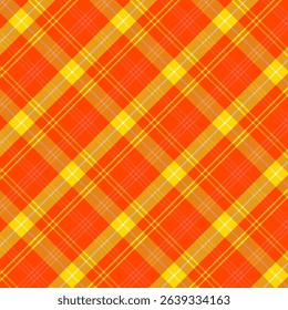 Colorful plaid repeat pattern in orange and yellow.Checkered tartan seamless pattern for summer.Geometric graphic vector illustration background design for fabric and prints.