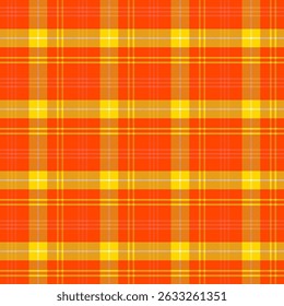 Colorful plaid repeat pattern for summer.Checkered tartan seamless pattern in orange and yellow.Geometric graphic vector illustration background design for fabric and prints.