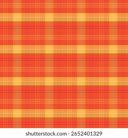 Colorful plaid repeat pattern.Checkered tartan seamless pattern in orange and yellow.Geometric graphic vector illustration background design for fabric and print.