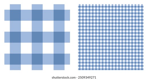 Farbiges, kariertes, nahtloses Muster. Checkered Tapete Druck mit geometrischen Linien auf weißem Hintergrund. Gitterstruktur. Blaue Farben. Vektorgrafik