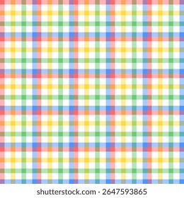 Colorful plaid seamless pattern.Multicolor loincloth repeat pattern in blue green yellow red white.Vector graphic texture background for fabric and prints.