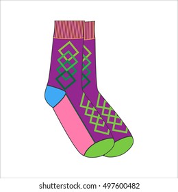 Colorful plaid socks vector design