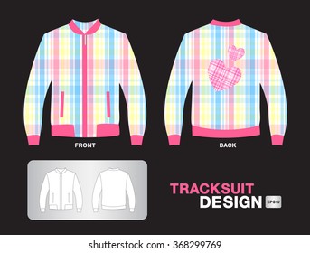 colorful plaid tracksuit design jacket vector illustration sport t-shirt uniform design clothes vector design heart fashion design valentine's day