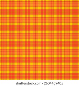 Colorful plaid with twill weave repeat pattern.Checkered tartan seamless pattern in orange and yellow.Geometric graphic vector illustration background design for fabric and print.