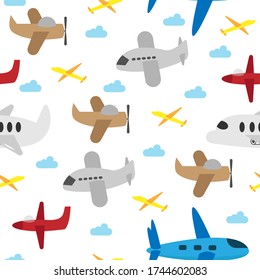 Colorful Plane seamless pattern for fabric textile or wallpaper background