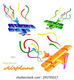 Colorful planes set, vector illustration