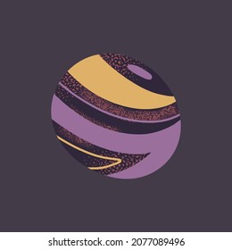 Planeta colorido con asteroides en estilo de dibujar a mano