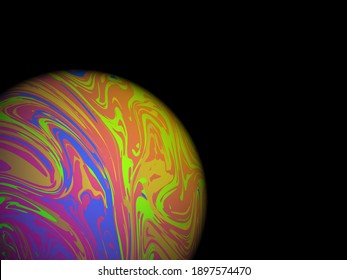Colorful planet on black background. Vector space background