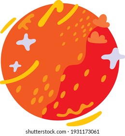 a colorful planet vector drawing with a unique style and color